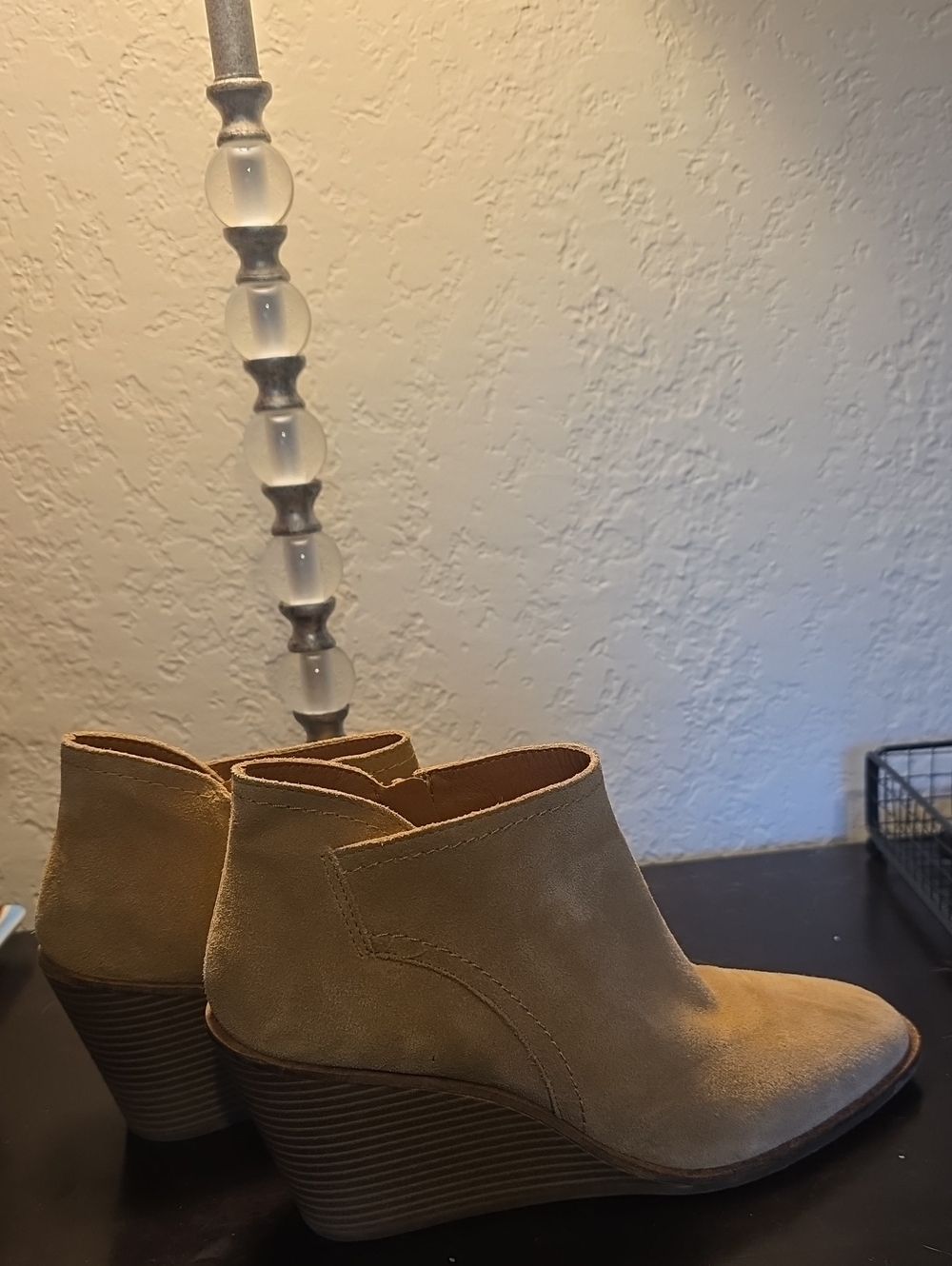 Lucky Brand Tan Suede Wedge Booties